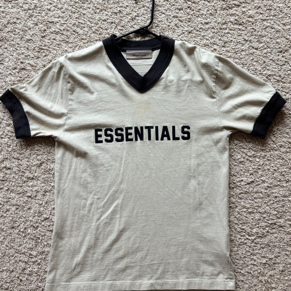 Essentials Men's Short Sleeve Cream and Black Tee